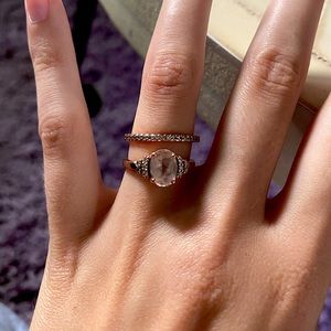Rose Gold Morganite and Diamond Wedding Set